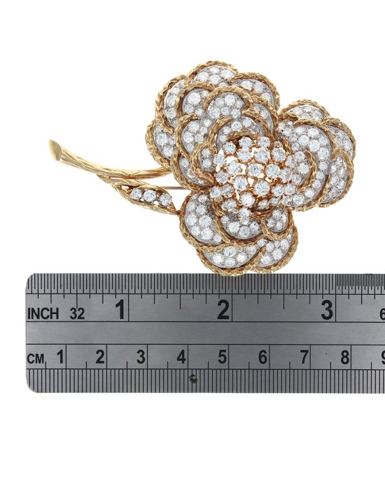Diamond Large Flower Brooch Pin